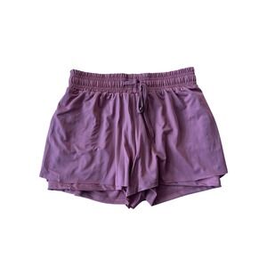 Real Essentials Womens 2-in-1 Athletic Shorts Mauve Purple Size Small Pocket